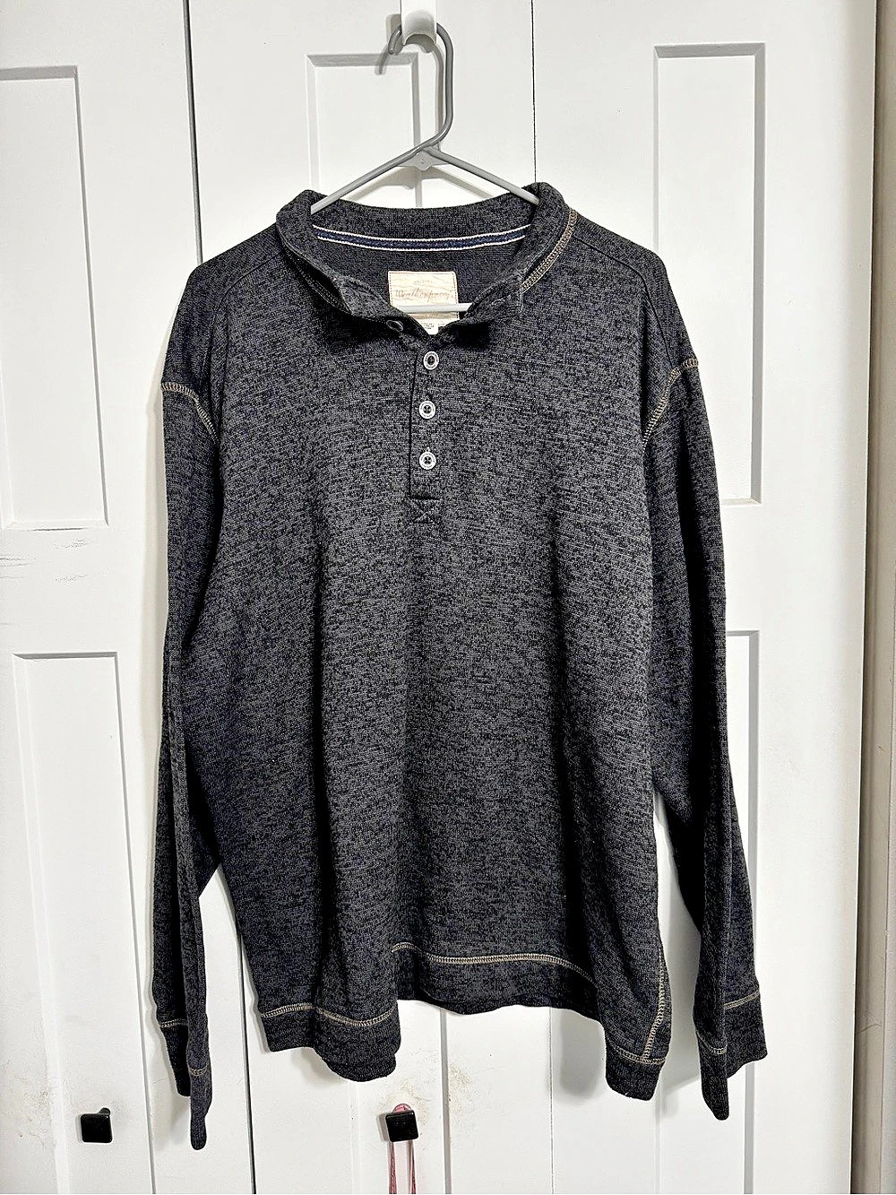 Weatherproof Men's Long Sleeve Henley Gray Size XXL